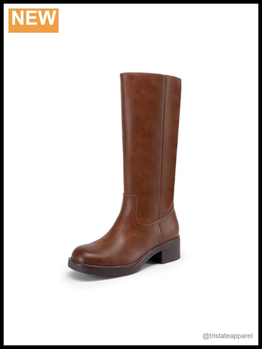 Women's Square Toe Platform Chunky Block Heel Knee High Riding Boots Faux